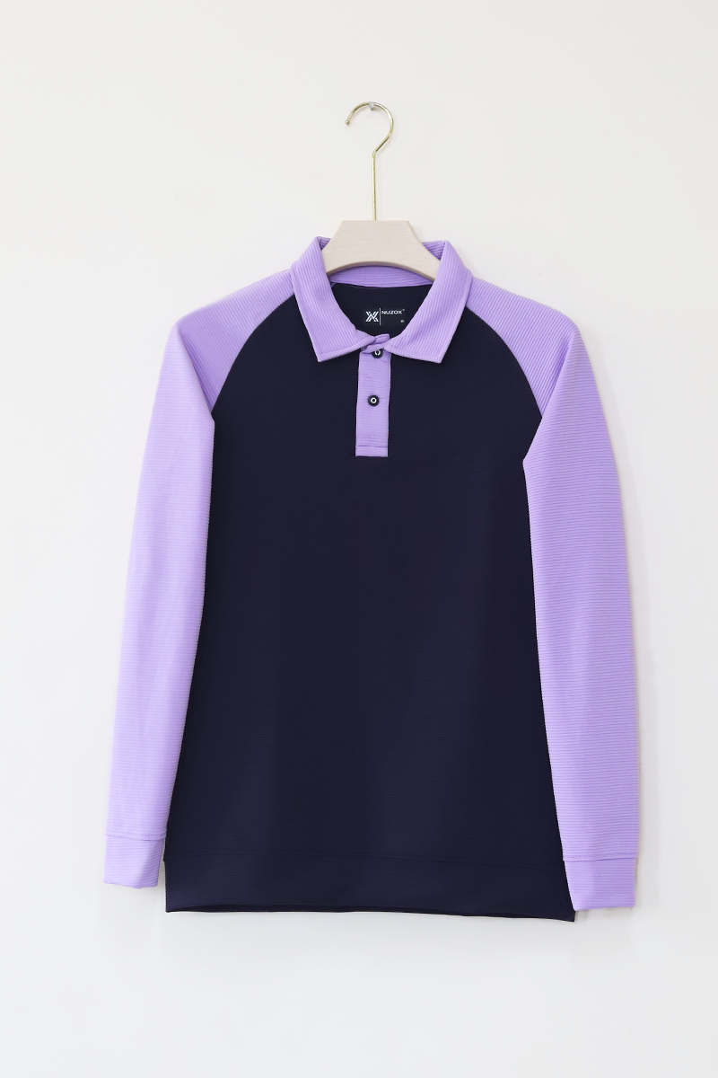 Collar Raglan Full Sleeve T-Shirt(Navy blue)